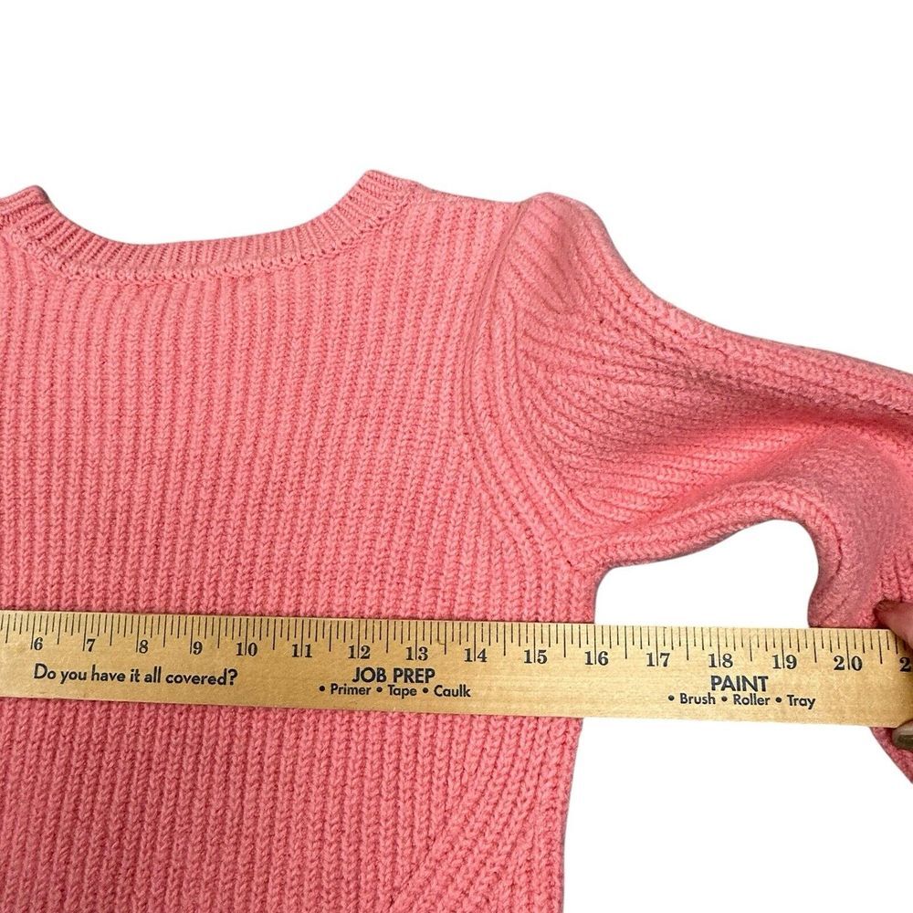 Banana Republic Sweater Sz M Flamingo Pink 100% Wool Chunky Knit Barbie Coquette - Picture 7 of 12
